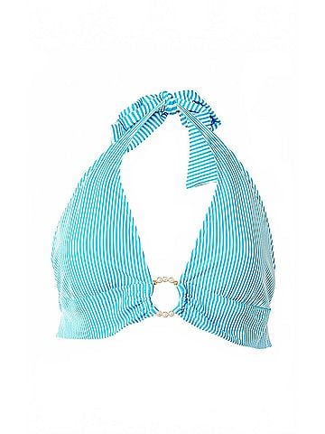 Lilly Pulitzer Ketos Halter Bikini Top in Capri Blue Seersucker Stripe (view 1)