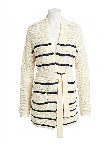 Tommy Bahama Crochet Cotton Cardigan in Cream/Navy Stripe (view 1)