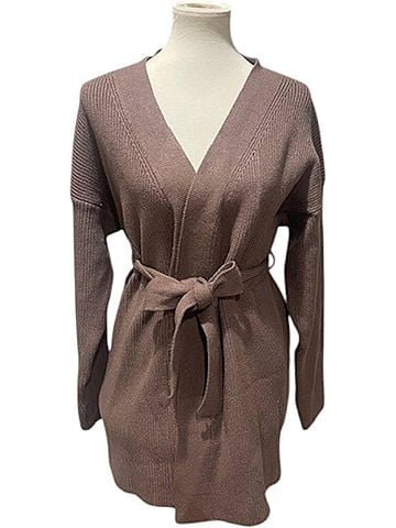 Sage the Label Women's Wrap Tie Cardigan in Toffee (view 2)