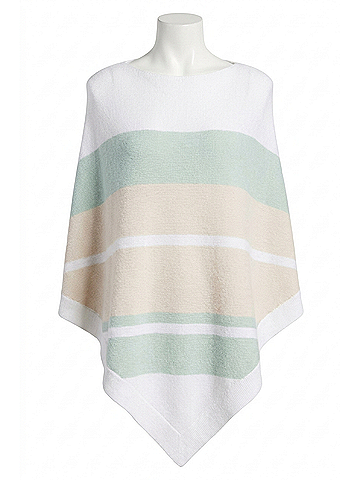 Barefoot Dreams Cozy Chic Ultra Lite Ocean Breeze Poncho in Pink Multi Stripe (view 1)
