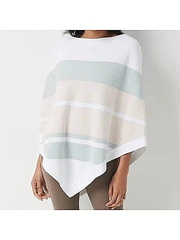 Barefoot Dreams Cozy Chic Ultra Lite Ocean Breeze Poncho in Pink Multi Stripe (view 2)