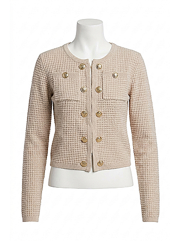 Generation Love Knit Cardigan in Heather Oatmeal (view 1)