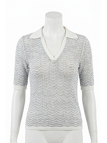 Generation Love Skyler Pointelle Top in Metallic Aqua/White (view 1)