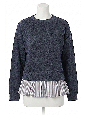 Oddi Melanie Ruffle Hem Pullover Top in Navy (view 1)