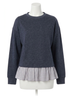 Oddi Solid Blue Melanie Ruffle Hem Pullover Top in Navy Size S - photo 1