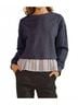 Oddi Solid Blue Melanie Ruffle Hem Pullover Top in Navy Size S - photo 2