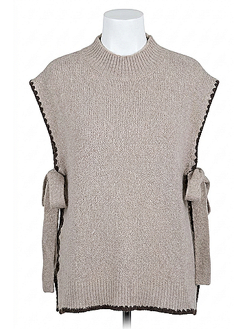 Le Lis Isabelle Mock Neck Sweater Vest in Taupe (view 1)