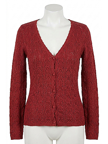 Skies Are Blue Skyler Crochet Cardigan in Dark Musk Pink (view 1)
