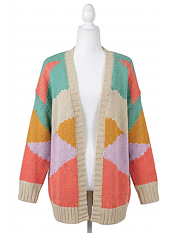 Easel Prism Long Cardigan in Multi Colored (view 1)