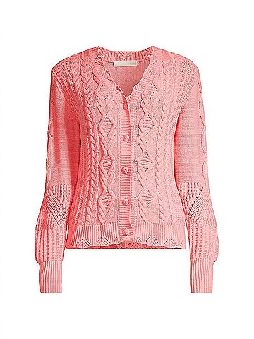 LoveShackFancy Anselma Cardigan in Powder Blush (view 1)