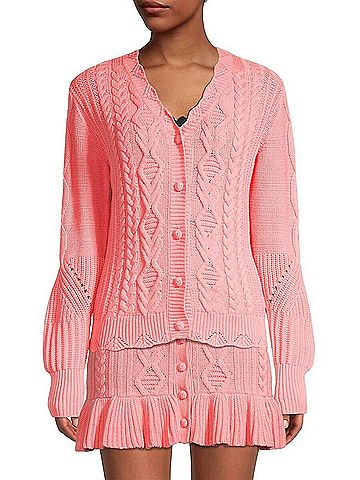LoveShackFancy Anselma Cardigan in Powder Blush (view 2)