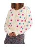 Allison Floral White Embroidered Pom Cardigan in Ivory Size M - photo 2