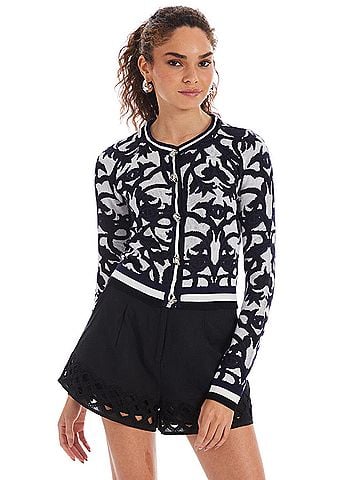 Allison Amaya Long Sleeve Cardigan in Damask (view 2)