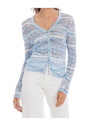 Allison Colleen Cardigan in Blue Space Dye (view 2)