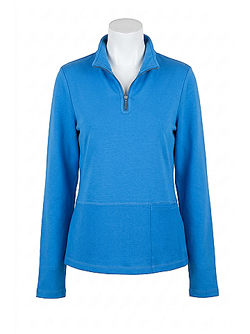Habitat Ocean Front Terry Quarter Zip Pullover Sweater in Riviera (view 1)