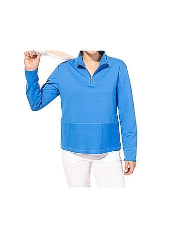 Habitat Ocean Front Terry Quarter Zip Pullover Sweater in Riviera (view 2)
