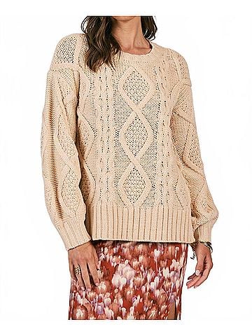 Sage the Label Cedar Oversized Cable Knit Sweater in Cream (view 2)