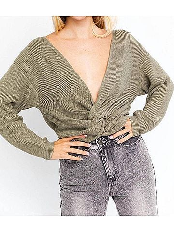 Le Lis Hold Me Close Twisted Sweater Top in Sage (view 2)