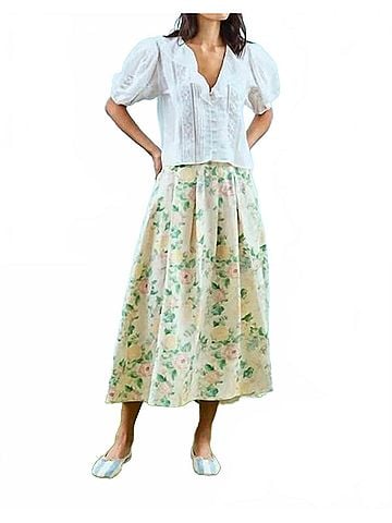 Hunter Bell Alexis Midi Skirt in Garden Rose Peony (view 2)