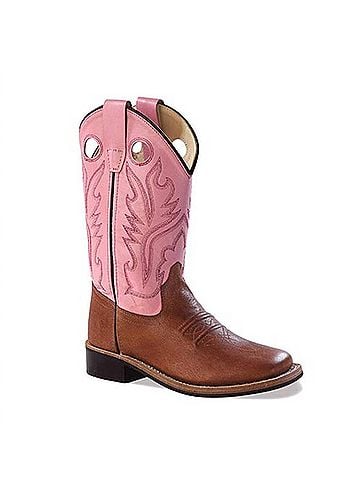 Old West Kid's Corona Calf Square Toe Boots 11 Mo in Pink (view 1)