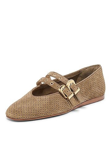 Dolce Vita Women's Baylee Grommet Flat in Olive Suede (view 2)