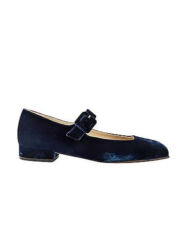 Penelope Chilvers Women's Low Mary Jane Velvet Shoe in Navy (view 1)