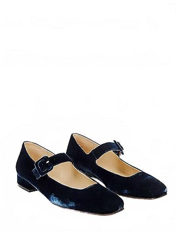 Penelope Chilvers Women's Low Mary Jane Velvet Shoe in Navy (view 2)