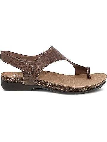 Dansko Women's Reece Thong Sandal in Brown Stone Waxy Burnished (view 1)