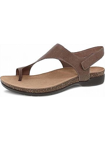 Dansko Women's Reece Thong Sandal in Brown Stone Waxy Burnished (view 2)