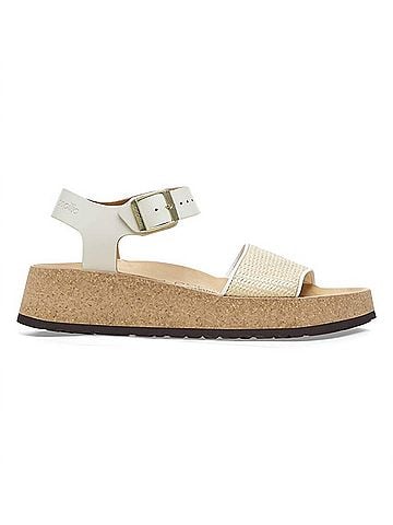 Birkenstock Women's Glenda Raffia Leather Sandals - Medium/Narrow in White (view 1)