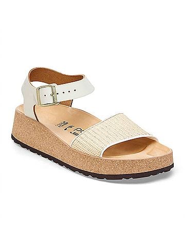 Birkenstock Women's Glenda Raffia Leather Sandals - Medium/Narrow in White (view 2)