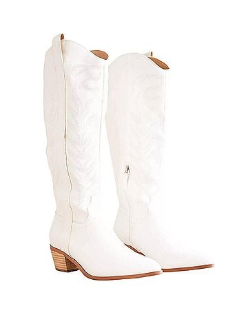 Mi.Im Women's Inlay Samara Stitch Western Tall Boots in White (view 2)