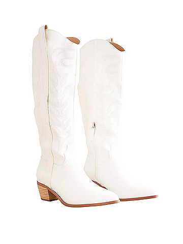 Mi.Im Women's Inlay Samara Stitch Western Tall Boots in White (view 2)