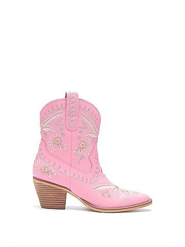 Mi.Im Women's Botanical Embroidered Cowgirl Booties in Pink (view 1)