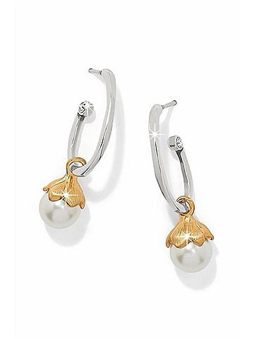 Brighton Women's Everbloom Pearl Hoop Earrings in Silver Gold (view 1)
