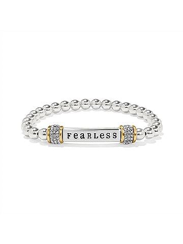 Brighton Women's Meridian Fearless Two Tone Stretch Bracelet in Silver Gold (view 1)