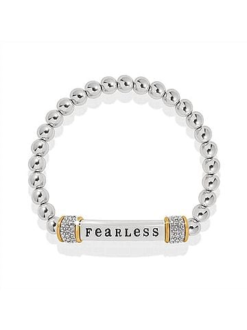 Brighton Women's Meridian Fearless Two Tone Stretch Bracelet in Silver Gold (view 2)