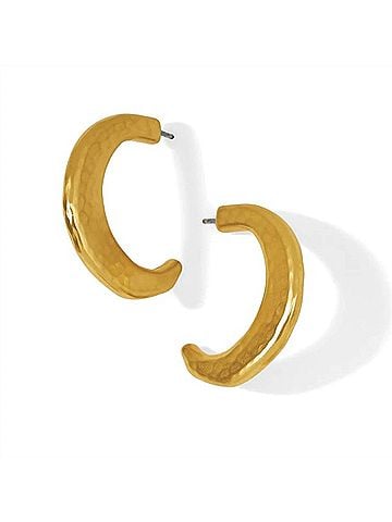 Brighton Women's Montagne Post Hoop Earrings in Brushed Gold (view 1)