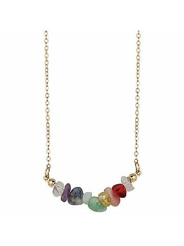 Zad Women's Chakra Stone Chip Bar Necklace in Multi (view 1)