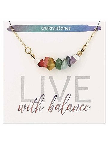 Zad Women's Chakra Stone Chip Bar Necklace in Multi (view 2)