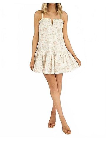 Line & Dot Edwina Mini Dress in White/Tan (view 2)