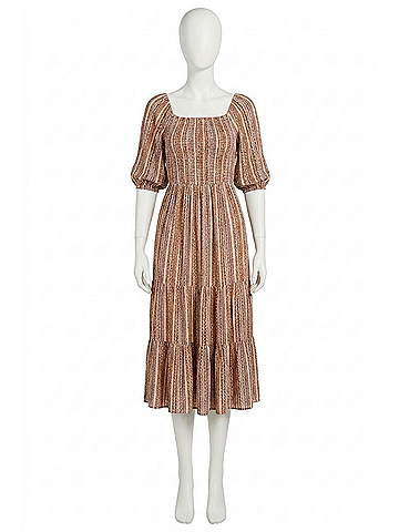Sage the Label Bohemia Open Back Midi Dress in Taupe Multi (view 1)