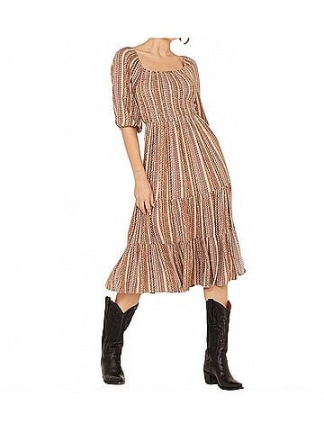 Sage the Label Bohemia Open Back Midi Dress in Taupe Multi (view 2)