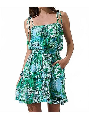 Sugarlips Tanti Floral Salta Ruffle Mini Dress in Kelly Blues (view 2)