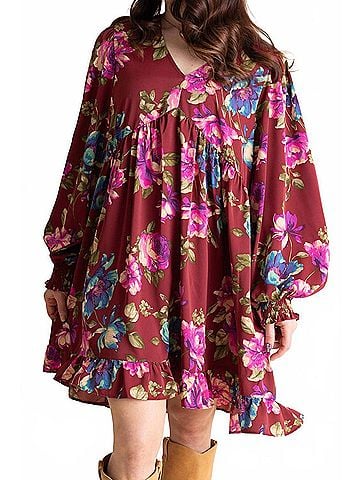 Easel Sophia Floral Printed Mini Dress in Multi (view 2)