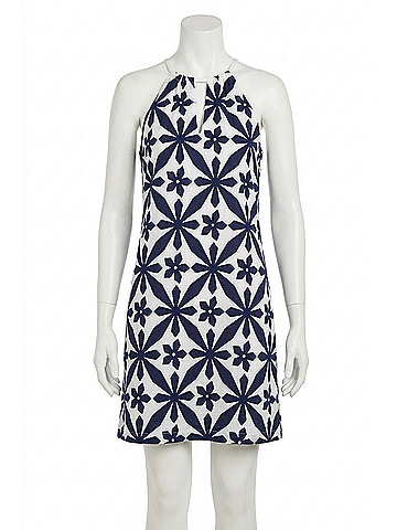 Skies Are Blue Embroidered Halter Dress in Blue (view 1)