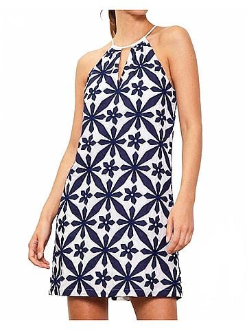 Skies Are Blue Embroidered Halter Dress in Blue (view 2)