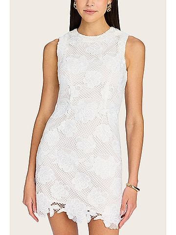 Generation Love Dania Flower Mesh Shift Dress in White (view 2)