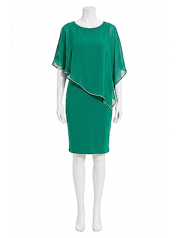 Joseph Ribkoff Sheath Ruched Cape Dress in Jade Stone (view 1)