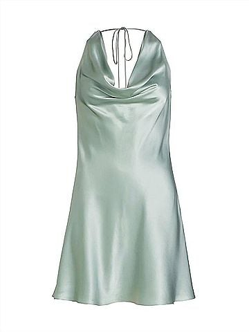 Amanda Uprichard Mirai Short Silk Dress in Sea Salt (view 2)